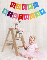 Fecedy Colorful Happy Birthday Banner Bunting
