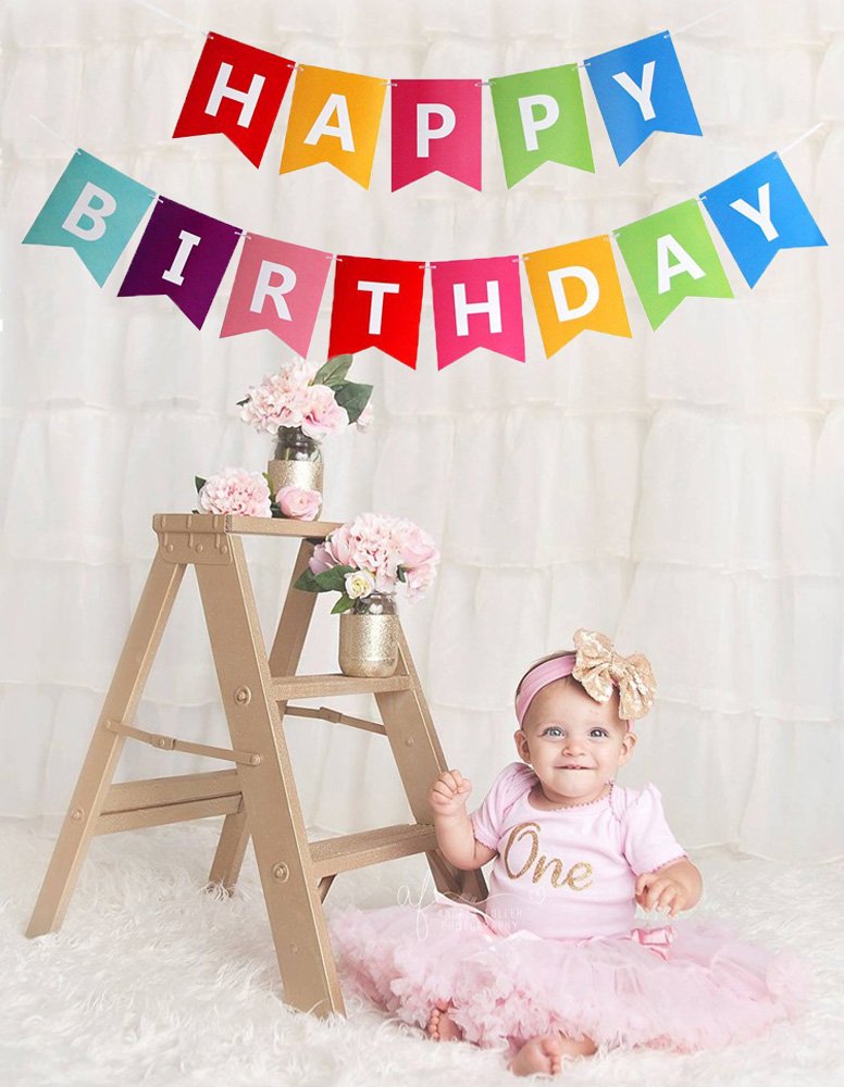 Fecedy Colorful Happy Birthday Banner Bunting