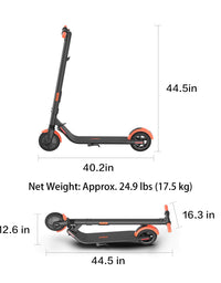 Segway Ninebot ES1L Electric Kick Scooter, Lightweight and Foldable, Upgraded Motor and Battery Pack, 8-inch Inner-Support Hollow Tires, Dark Grey & Orange
