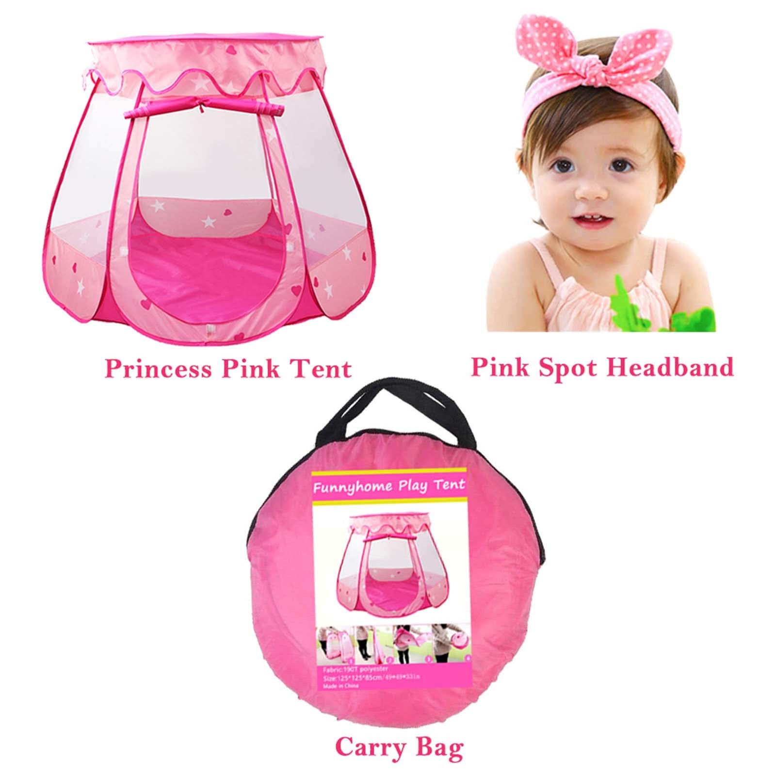 Le Papillon Pink Princess Tent Kids Ball Pit 1st Gift Toddler Girl Easy Pop Up Fold into a Carrying Case Play Tent Indoor & Outdoor Use.(Balls Not Included)