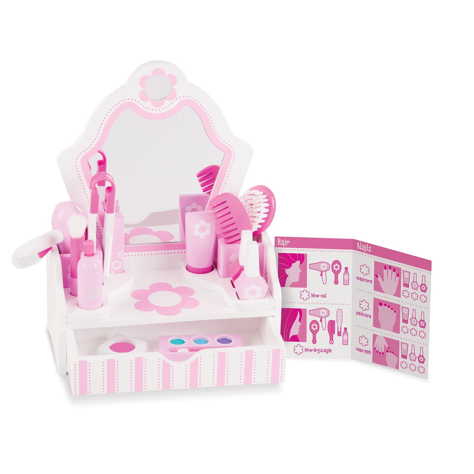 Melissa & Doug Wooden Beauty Salon Play Set With Vanity and Accessories (18 pcs)