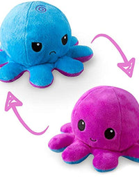 TeeTurtle | The Original Reversible Octopus Plushie | Patented Design | Light Pink + Light Blue | Happy + Angry | Show your mood without saying a word!
