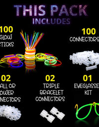 Glow Sticks 100 Bulk for Halloween- Glow in The Dark Party Supplies-12 Hours Glow Party Pack 8 inch with Connectors Neon Glow Eye Glasses Bracelets Necklaces for Kids Camping Accessories 205 Pcs…
