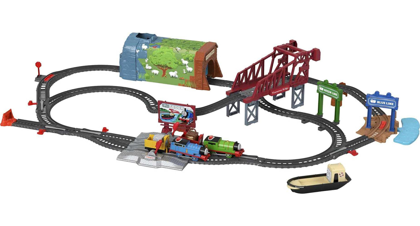 Thomas & Friends Talking Thomas & Percy Train Set, motorized train and track set for preschool kids ages 3 years and older