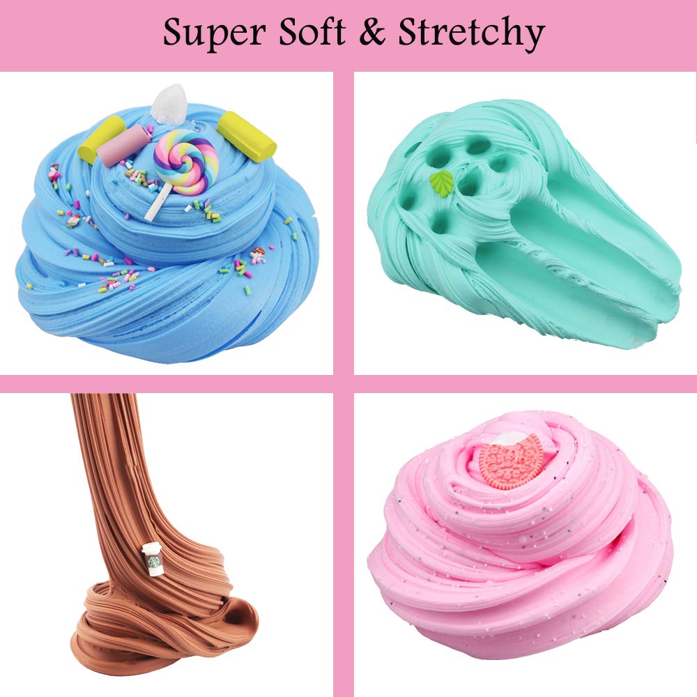 8 Pack Butter Slime Kit, with Mint, Watermelon, Candy, Coffee and Lemon Slime, Stretchy and Non-Sticky, Stress Relief Toys for Girl Boys