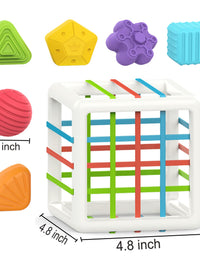 Toys for 1-2 Year Old Boy Girl,Baby Sorter Toy Colorful Cube and 6 Pcs Multi Sensory Shape,Learning Toys for Girls Boys Gifts Age 1-3,Montessori Toys for 1 Year Old,Toddler Toys
