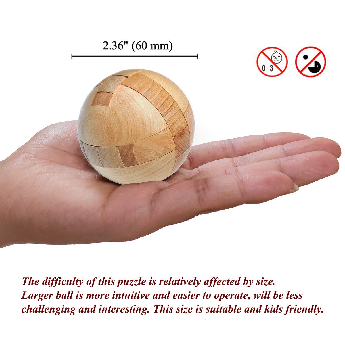 KINGOU Wooden Puzzle Magic Ball Brain Teasers Toy Intelligence Game Sphere Puzzles for Adults/Kids