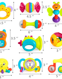 iPlay, iLearn 10pcs Baby Rattle Toys, Infant Shaker, Teether, Grab and Spin Rattles, Musical Toy Set, Early Educational, Newborn Baby Gifts for 0, 3, 6, 9, 12 Months, Girls, Boys
