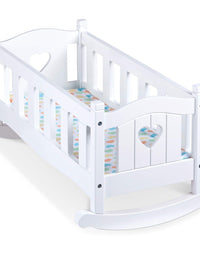 Melissa & Doug Mine to Love Wooden Play Cradle for Dolls, Stuffed Animals - White
