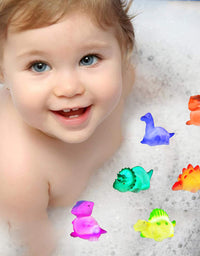 Jomyfant Dinosaur Bath Toys Light Up Floating Rubber Toys(6 Packs),Flashing Color Changing Light in Water,Baby Infants Kids Toddler Child Preschool Bathtub Bathroom
