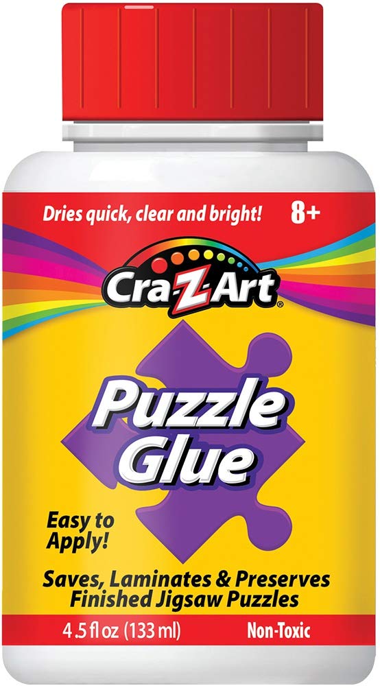 Jigsaw Puzzle Glue with Applicator - Saves, Laminates and Preserves Finished Jigsaw Puzzles - Easy to Apply, Dries Quick, Clear & Bright