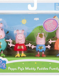 Peppa Pig Muddy Puddles Family 4-Figure Pack - Includes Peppa, George, Mummy & Daddy Pig - Toy Gift for Kids - Ages 3+
