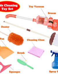 Meland Kids Cleaning Set - 8Pcs Toddler Broom and Cleaning Set with Toy Vacuum Cleaner, Pretend Play Children House Cleaning Toys, Christmas Birthday Gift for Girls Boys
