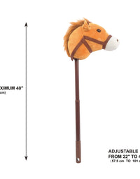 Linzy Hobby Horse, Galloping Sounds with Adjustable Telescopic Stick, Brown 36"
