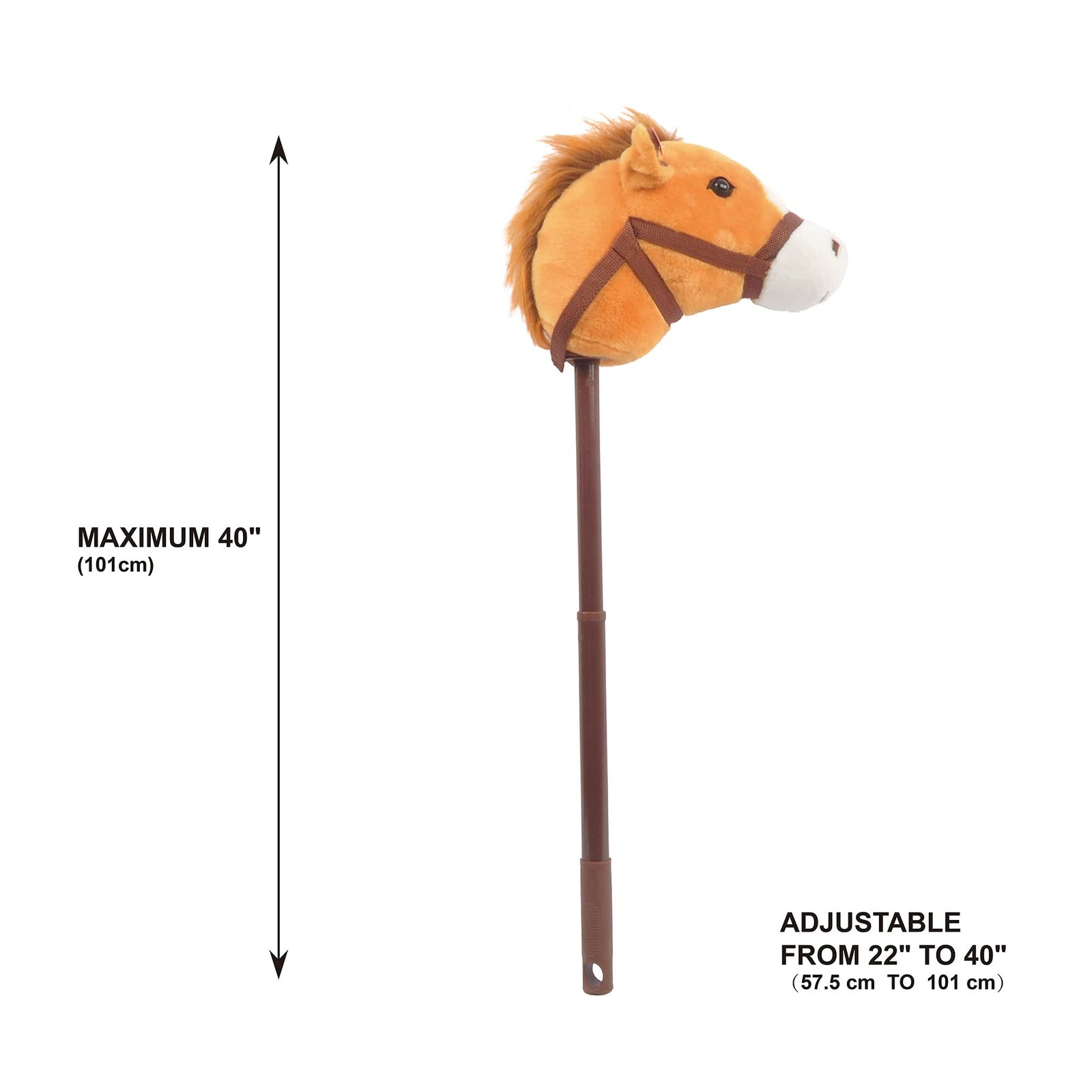 Linzy Hobby Horse, Galloping Sounds with Adjustable Telescopic Stick, Brown 36"
