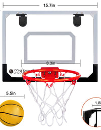 Meland Indoor Mini Basketball Hoop Set for Kids - Basketball Hoop for Door with 4 Balls & Complete Basketball Accessories - Basketball Toy Gifts for Kids Boys Teens
