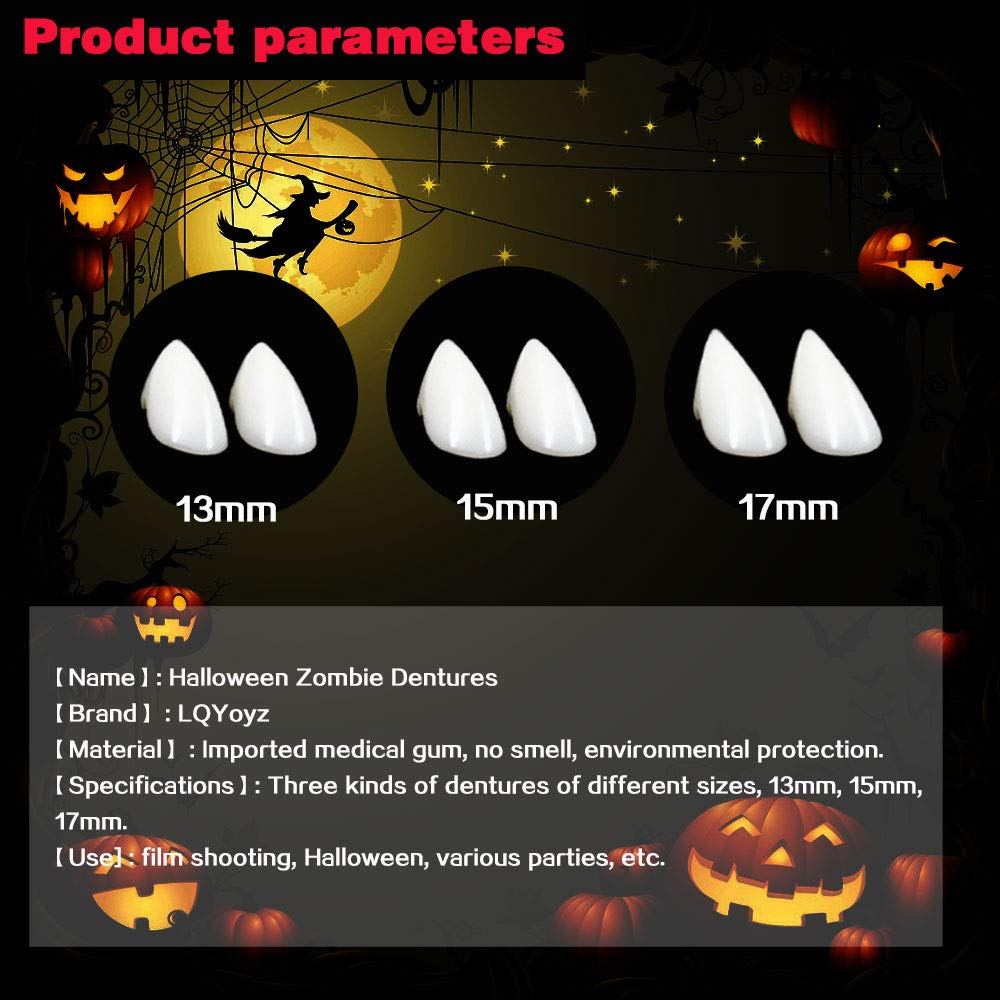 CPSYUB Cosplay Vampire Fangs, Cosplay Accessories Halloween Party Prop Decoration Fake Vampire Teeth, Werewolf Fangs Vampire Dentures for Kids / Adults (3 Pairs)
