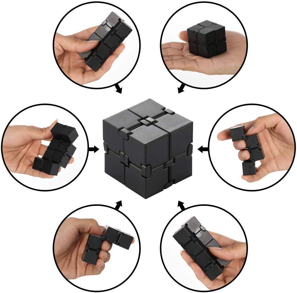 Sensory Fidget Toys Set 7 Pack. Stress Relief and Anti-Anxiety Tools Bundle with Fidget Pad, Flippy Chain, Infinity Cube, Magnetic Rings and More, Fidgeting Game for Kids and Adults Kill Time