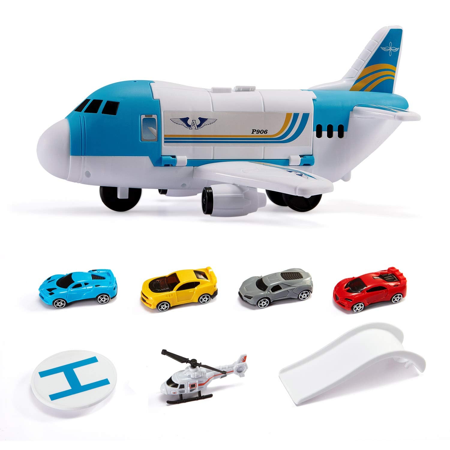 Tuko Transport Cargo Airplane Car Toy Play Set for 3+ Years Old Boys and Girls(Blue)