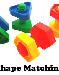 Jumbo Nuts and Bolts Toddler Toys - Skoolzy Montessori Toys Building Construction Set | 12 pc Occupational Therapy Tools Matching Fine Motor Skills for Toddlers Boys, Girls | Learning Activities eBook
