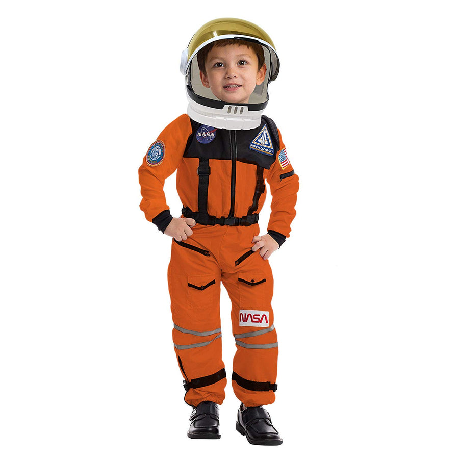 Astronaut NASA Pilot Orange Costume Movable Space Visor Kids Helmet Halloween.