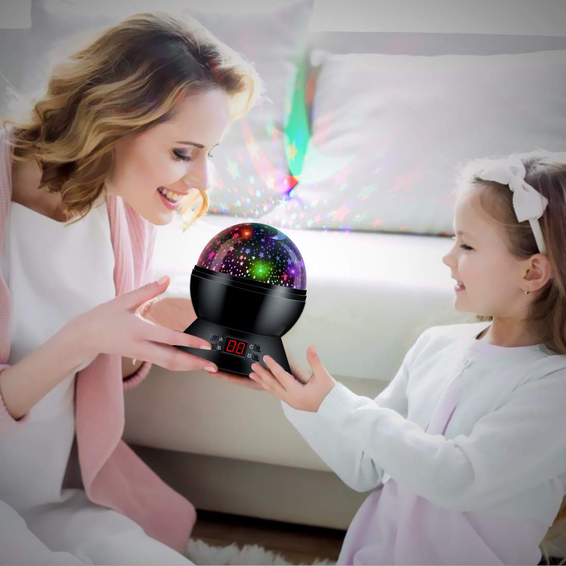 MOKOQI Star Projector Night Lights for Kids With Timer, Gifts for 1 - 14 Year Old Girl and Boy, Room Lights for Kids Glow in The Dark Stars and Moon can Make Child Sleep Peacefully and Best Gift-Black