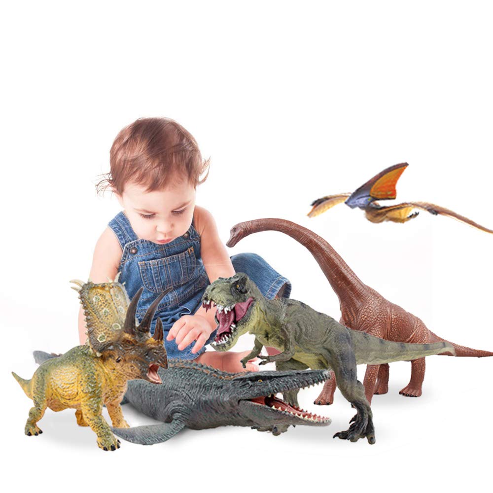 Jaysompro 5 PCS Jumbo Dinosaur Set -Realistic Looking Dinosaur Figures with Play Mat for Dinosaur Lovers-Kids Perfect Holiday Party Gifts-Dinosaur Toy Boys,Girls ,Children's Birthday Favors