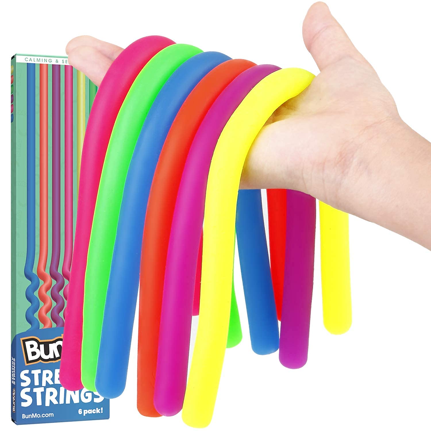 BunMo Multi Item Stretchy Strings Fidget Toy 6PK - Calming Sensory Stretchy Strings Anxiety Relief Items
