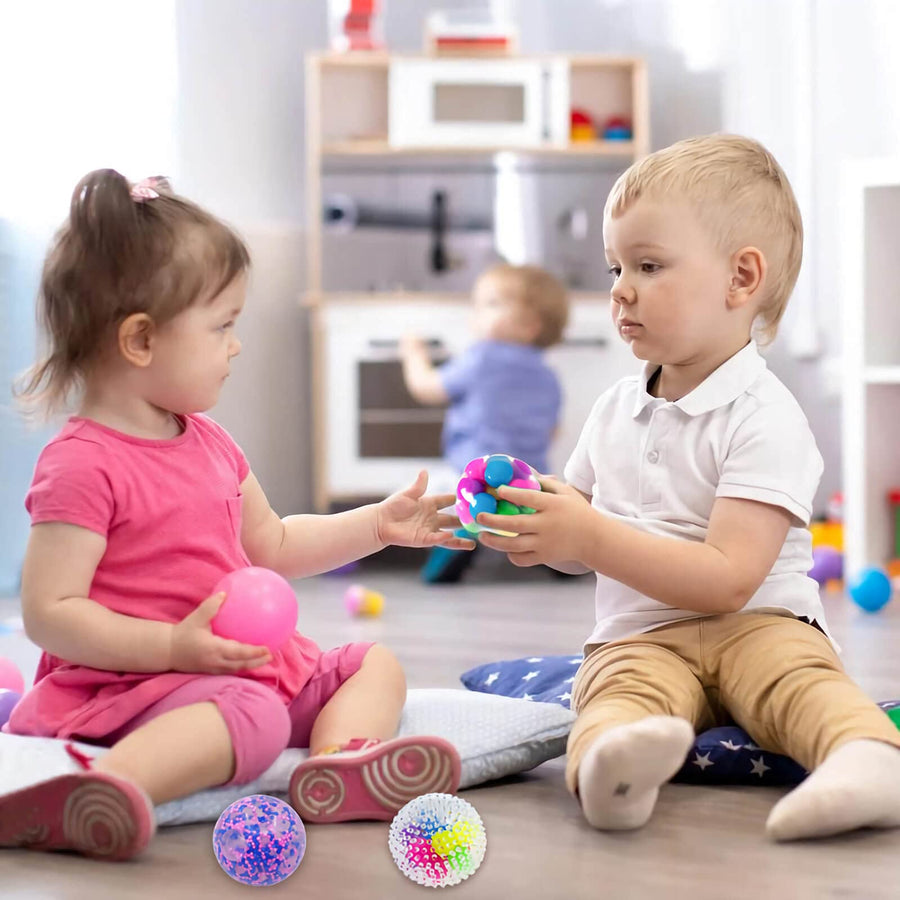 Stress Balls Fidget Toys - 6 Pack Sticky Glowing Balls Sensory Stress Relief Fidget Balls for Kids/Adults to Relax, Anxiety Relief, Decompress, Focus, Squeeze Toys for Autism Birthday/Party Favor