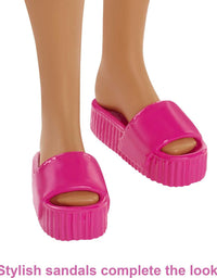 Barbie Loves The Ocean Beach-Themed Doll (11.5-inch Curvy Brunette), Made from Recycled Plastics, Wearing Fashion & Accessories, Gift for 3 to 7 Year Olds
