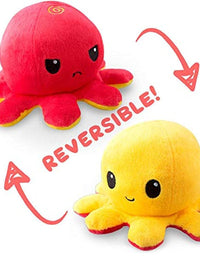 TeeTurtle | The Original Reversible Octopus Plushie | Patented Design | Light Pink + Light Blue | Happy + Angry | Show your mood without saying a word!
