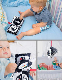teytoy My First Soft Book, 6 PCS Nontoxic Fabric Baby Cloth Activity Crinkle Soft Black and White Books for Infants Boys and Girls Early Educational Toys Perfect for Baby Shower
