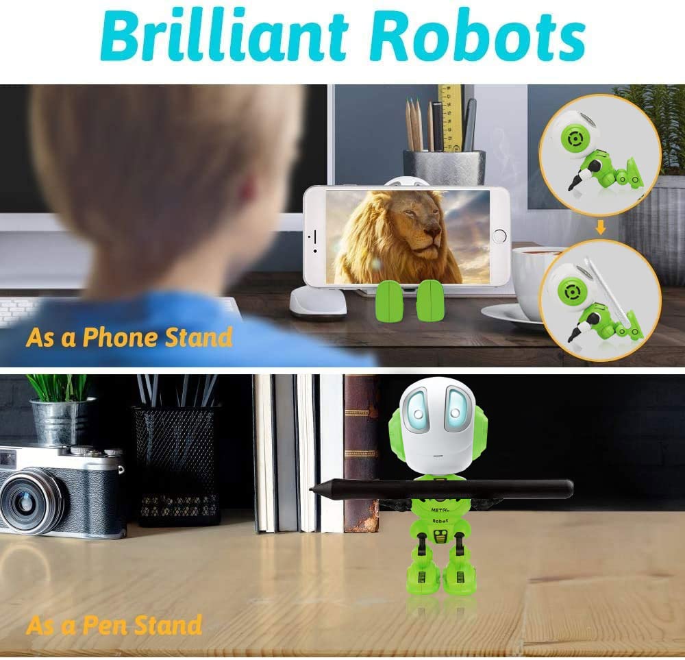 Stocking Stuffers,BROADREAM Robot Kids Toys, Mini Robot Talking Toys for Boys and Girls- Travel Toys Help Kids Talking for Christmas Stocking Stuffers, LED Lights and Interactive Voice Changer (Green)