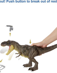 Jurassic World Stomp ‘N Escape Tyrannosaurus Rex Figure Camp Cretaceous Dinosaur Escape Toy with Stomping Movements, Movable Joints, Authentic Deco, Kids Gift Ages 4 Years & Up
