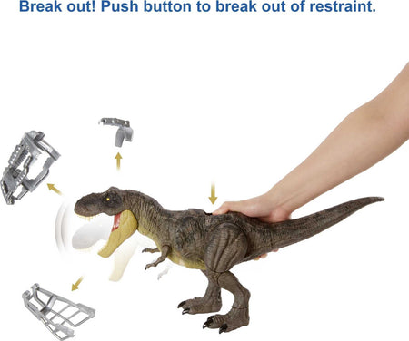 Jurassic World Stomp ‘N Escape Tyrannosaurus Rex Figure Camp Cretaceous Dinosaur Escape Toy with Stomping Movements, Movable Joints, Authentic Deco, Kids Gift Ages 4 Years & Up