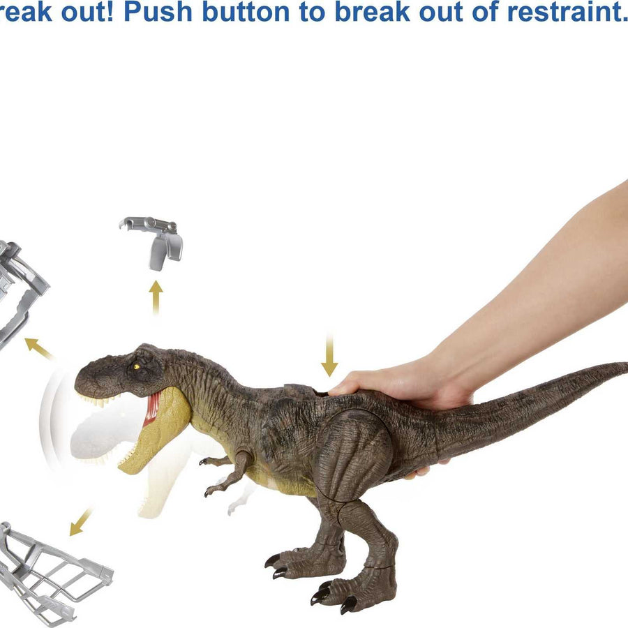 Jurassic World Stomp ‘N Escape Tyrannosaurus Rex Figure Camp Cretaceous Dinosaur Escape Toy with Stomping Movements, Movable Joints, Authentic Deco, Kids Gift Ages 4 Years & Up