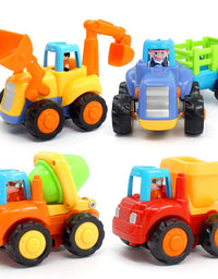 ORWINE Inertia Toy Early Educational Toddler Baby Toy Friction Powered Cars Push and Go Cars Tractor Bulldozer Dumper Cement Mixer Engineering Vehicles Toys for Children Boys Girls Kids Gift 4PCS
