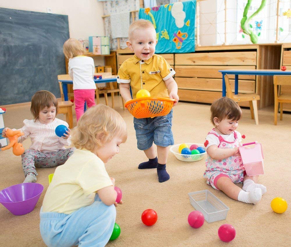 Playz 50 Soft Plastic Mini Ball Pit Balls w/ 8 Vibrant Colors - Crush Proof, No Sharp Edges, Non Toxic, Phthalate & BPA Free for Baby Toddler Ball Pit, Play Tents & Tunnels Indoor & Outdoor