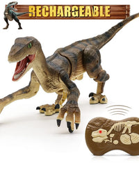 Hot Bee Remote Control Dinosaur Toys, Walking Robot Dinosaur w/ LED Light Up & Roaring 2.4Ghz Simulation Velociraptor RC Dinosaur Toys for Kids 4 5 6 7 8-12 Years Old Boys
