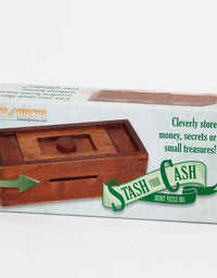 Bits and Pieces - Stash Your Cash - Secret Puzzle Box Brainteaser - Wooden Secret Compartment Brain Game for Adults
