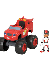 Fisher-Price Blaze and the Monster Machines Blaze & AJ, Large Push-Along Monster Truck with Poseable Figure for Preschool Kids Ages 3 and Up
