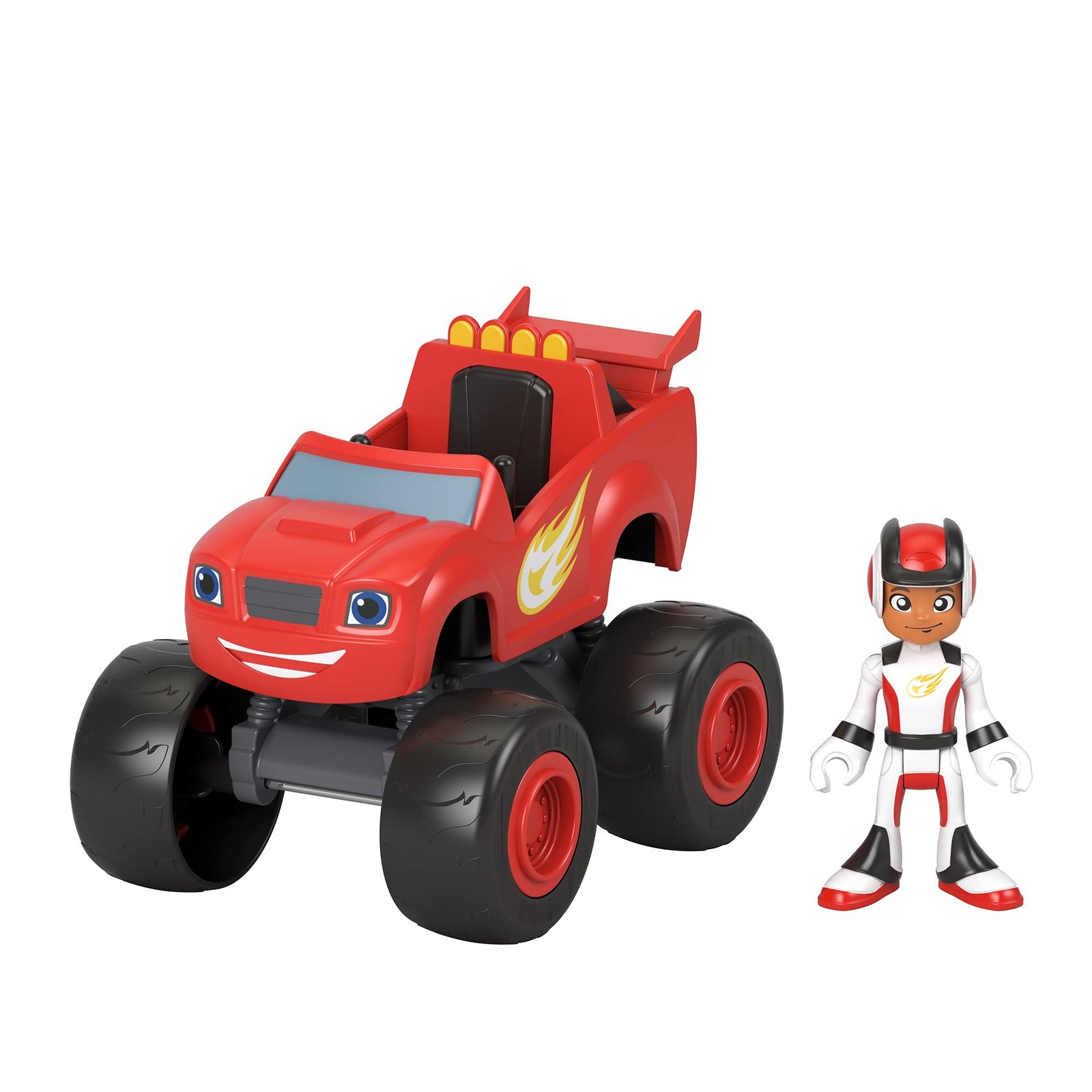 Fisher-Price Blaze and the Monster Machines Blaze & AJ, Large Push-Along Monster Truck with Poseable Figure for Preschool Kids Ages 3 and Up