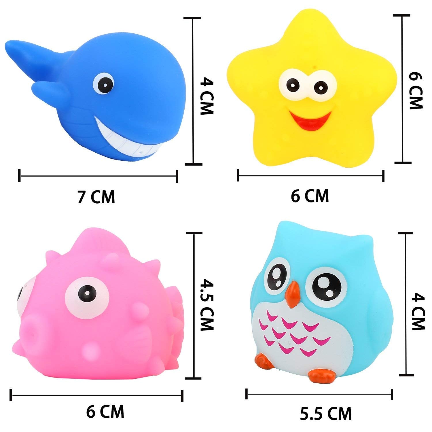 Bath Toys, 8 Pcs Light Up Floating Rubber animal Toys set, Flashing Color Changing Light in Water, Baby Infants Kids Toddler Child Preschool Bathtub Bathroom Shower Games Swimming Pool Party