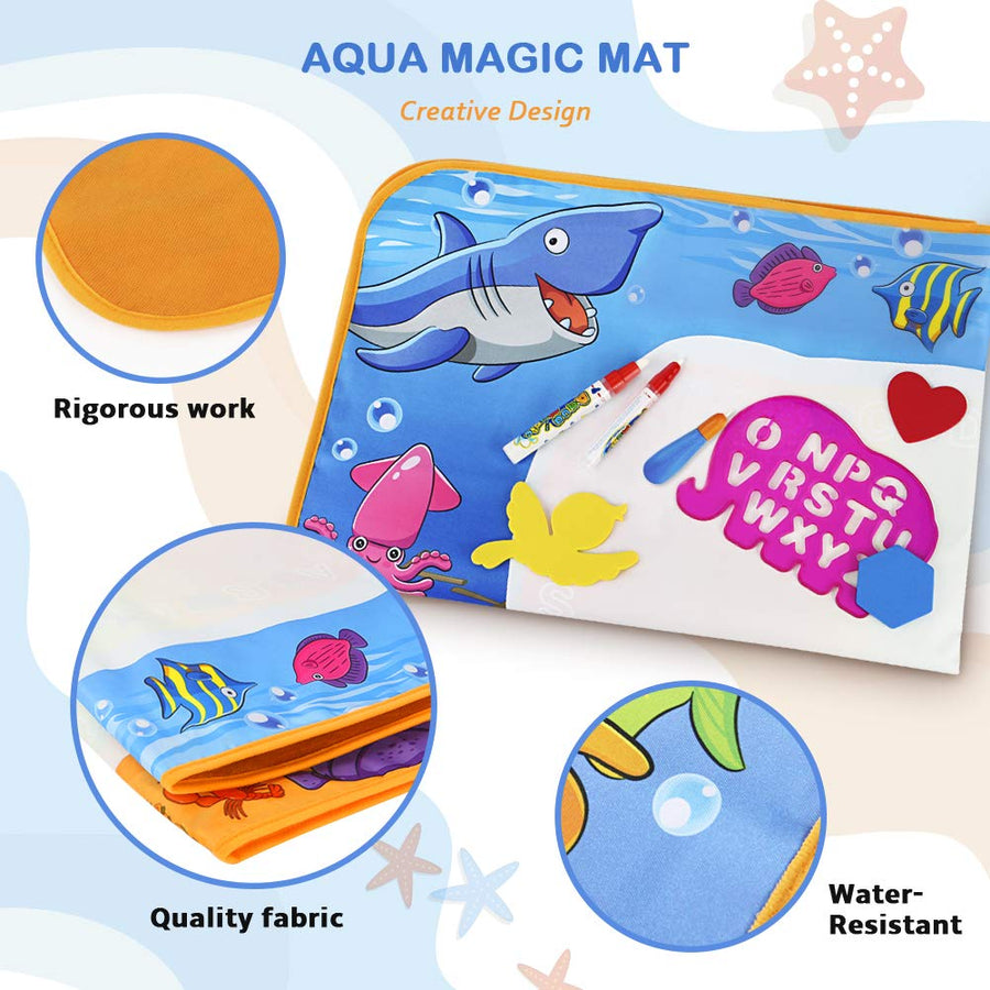 Water Doodle Mat - Kids Painting Writing Doodle Toy Mat - Color Doodle Drawing Mat Bring Magic Pens Educational Toys for Age 2 3 4 5 6 7 Year Old Girls Boys Age Toddler Gift