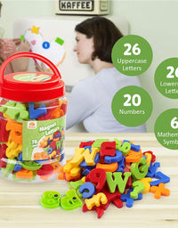 Coogam Magnetic Letters Numbers Alphabet Fridge Magnets Colorful Plastic ABC 123 Educational Toy Set Preschool Learning Spelling Counting Uppercase Lowercase Math for 3 4 5 Years Kid(78 Pcs)
