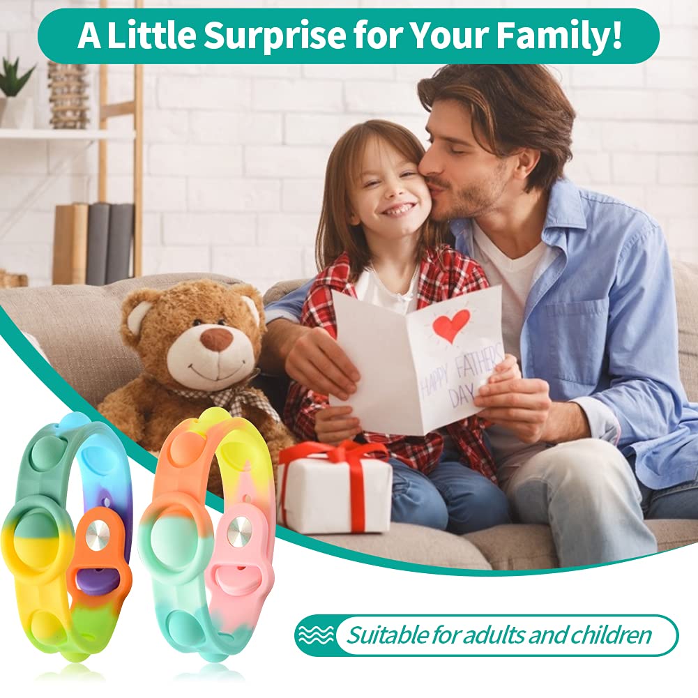 HYSZXUS Stress Relief Wristband Push Bubble Sensory Fidget pop it Bracelets Toy,Wearable Push Pop Bubble Fidget Hand Finger Press Silicone Bracelet Toy for Kids and Adults ADHD ADD Autism-2 Pcs