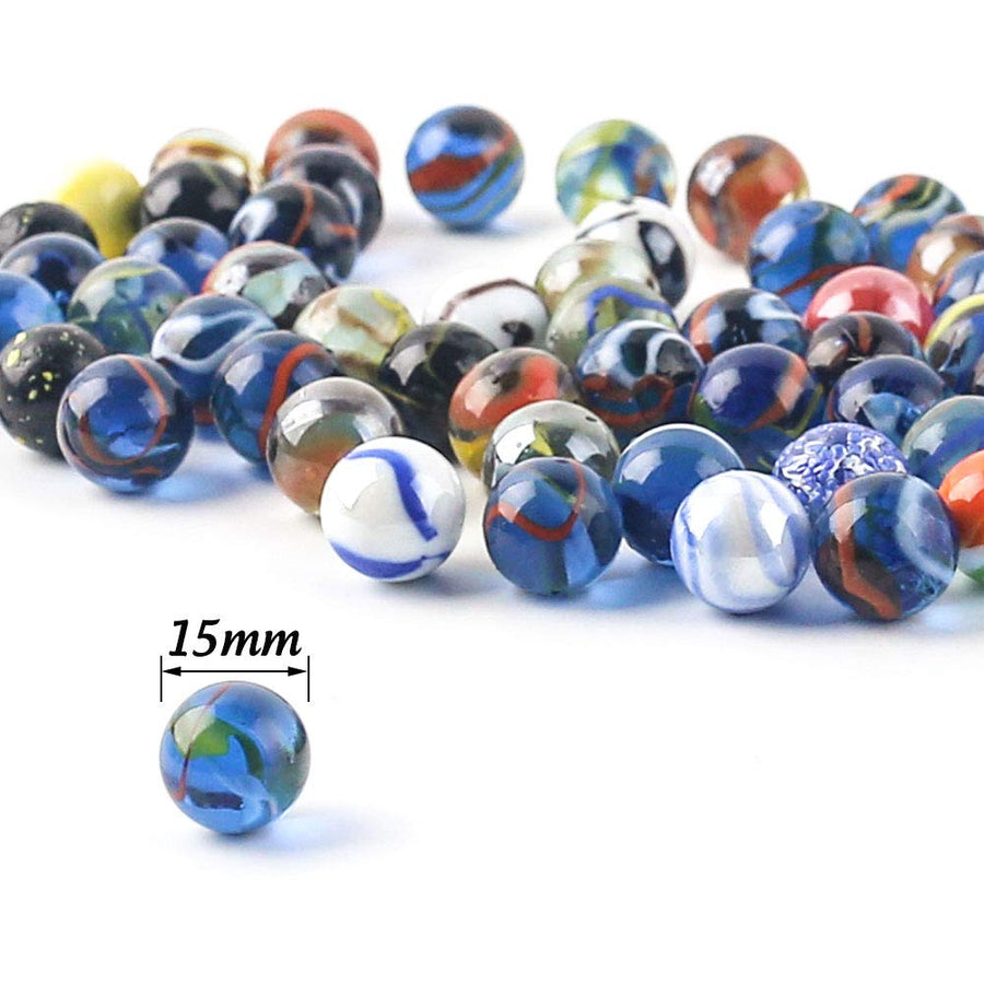 60PCS Colorful Glass Marbles,9/16 inch Marbles Bulk for Kids Marble Games,DIY and Home Decoration