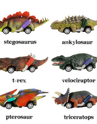 DINOBROS Dinosaur Toy Pull Back Cars, 6 Pack Dino Toys for 3 Year Old Boys and Toddlers, Boy Toys Age 3,4,5 and Up, Pull Back Toy Cars, Dinosaur Games with T-Rex
