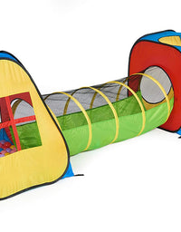 UTEX 3 in 1 Pop Up Play Tent with Tunnel, Ball Pit for Kids, Boys, Girls, Babies and Toddlers, Indoor/Outdoor Playhouse
