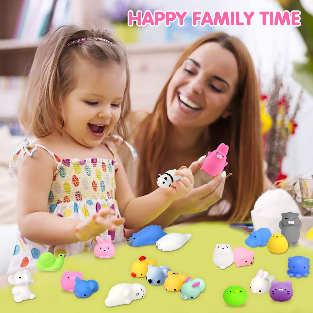 Calans Mochi Squishy Toys, 30 Pcs Mini Squishy Party Favors for kids Animal Squishies Stress Relief Toys Cat Panda Unicorn Squishy Squeeze Toys Kawaii Squishies Birthday Gifts for Boys & Girls Random